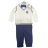 G10988TOD: Boys Knitted Vest, Shirt With Bow Tie & Pant Outfit (2-4 Years)